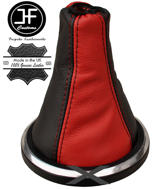 RED BLACK GENUINE LEATHER GEAR GAITER FOR FORD FIESTA MK6 FUSION 02-2008
