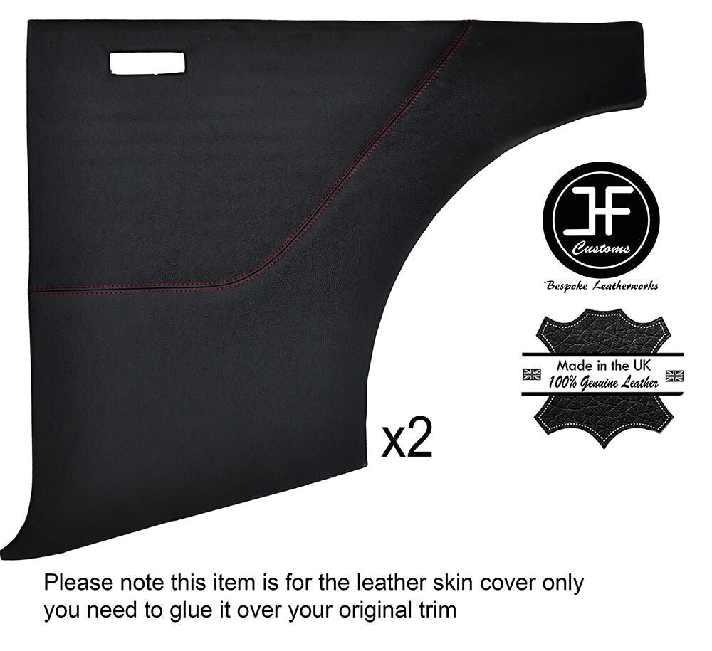 RED STITCHING 2X REAR DOOR CARD LEATHER COVER FITS FORD ANGLIA 105E 123E