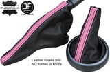 BLACK & PINK STRIPE TOP GRAIN LEATHER GAITER SET FOR BMW MINI R50 R52 R53 01-06