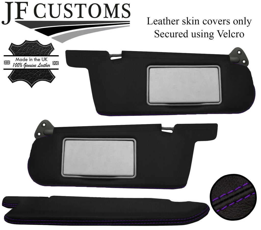 PURPLE STITCH LEATHER 2X SUN VISOR COVERS FOR NISSAN SKYLINE R34 GTR GT-T 99-02