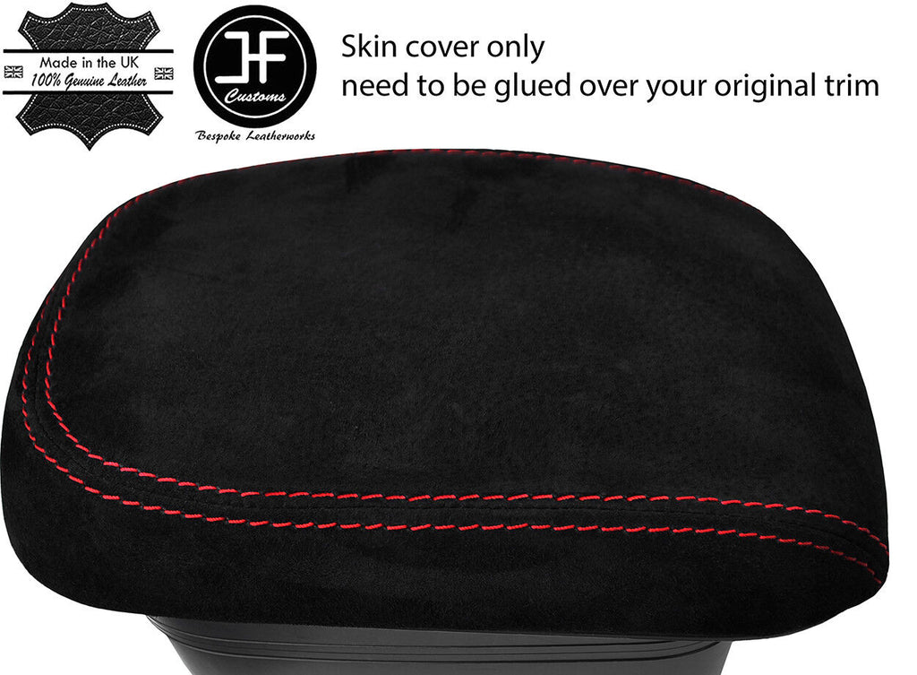 RED STITCHING ARMREST LID REAL SUEDE COVER FITS KIA SOUL 2009-2013 CUSTOM NEW