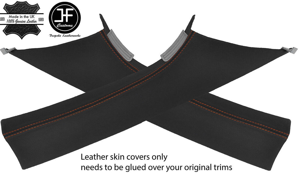 ORANGE STITCH 2X A PILLAR LEATHER COVERS FOR VW T5 TRANSPORTER CARAVELLE STYLE 2