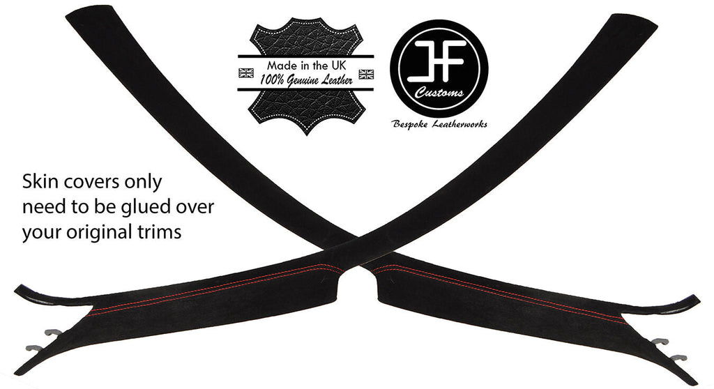 RED STITCH 2X A POST PILLAR SUEDE COVERS FITS FORD MUSTANG COUPE 2010-2013