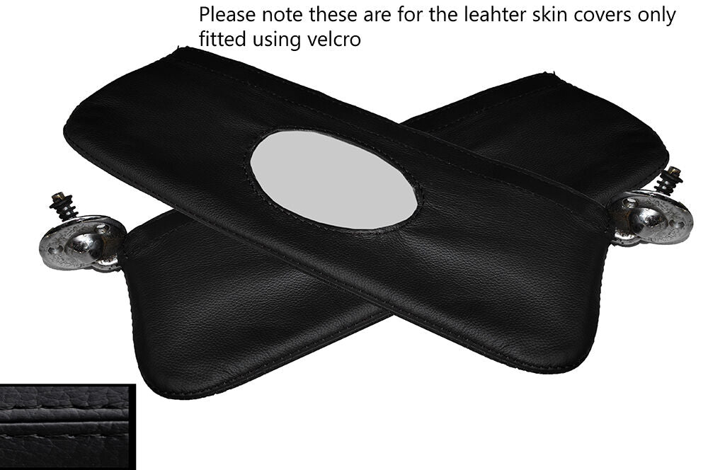 BLACK STITCHING 2X SUN VISORS LEATHER SKIN COVERS FITS FORD PILOT CLASSIC