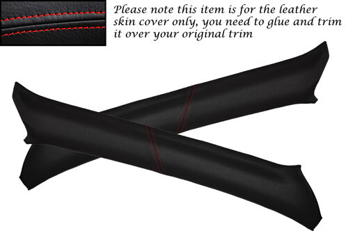 RED STITCH FITS MITSUBISHI L200 K74 98-06 2X WINDSCREEN A PILLAR LEATHER COVERS