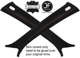 BROWN STITCH 2X A PILLAR REAL SUEDE COVERS FITS AUDI A6 C7 2011-2017 CUSTOM NEW