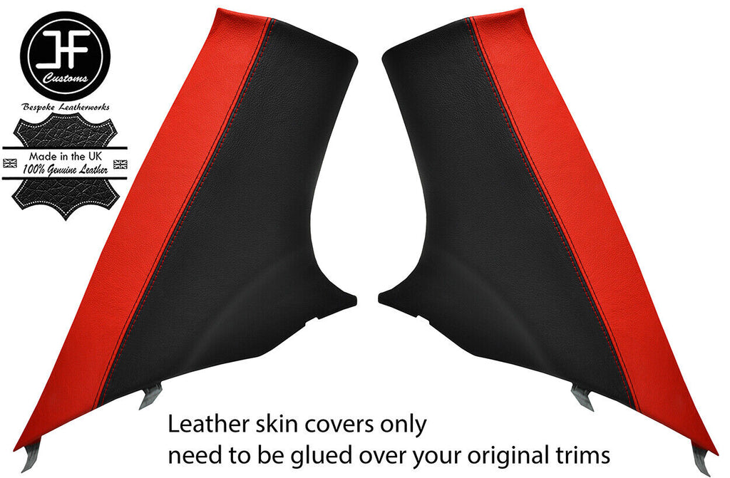 BLACK&RED LEATHER 2X REAR C PILLAR COVER FOR MITSUBISHI LANCER EVO 10 X 08-16