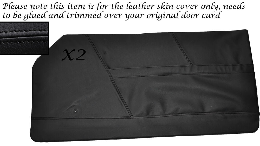 BLACK STITCHING 2X FRONT DOOR CARDS SKIN COVERS FITS TRIUMPH VITESSE 61-75