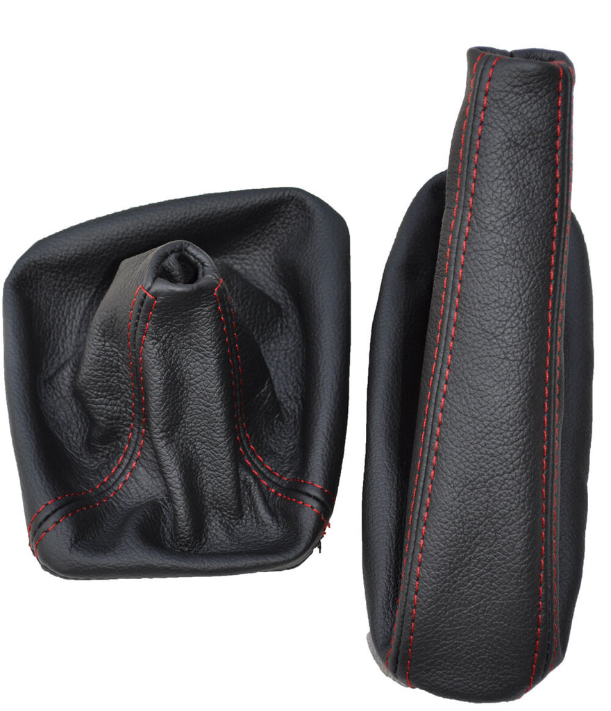 RED DOUBLE STITCH FITS BMW E34 LEATHER GEAR HAND BRAKE GAITERS CUSTOM NEW