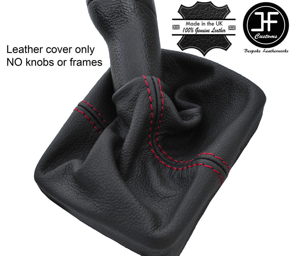 RED STITCH MANUAL TOP GRAIN LEATHER GEAR GAITER FOR VW NEW BEETLE 1998-2011