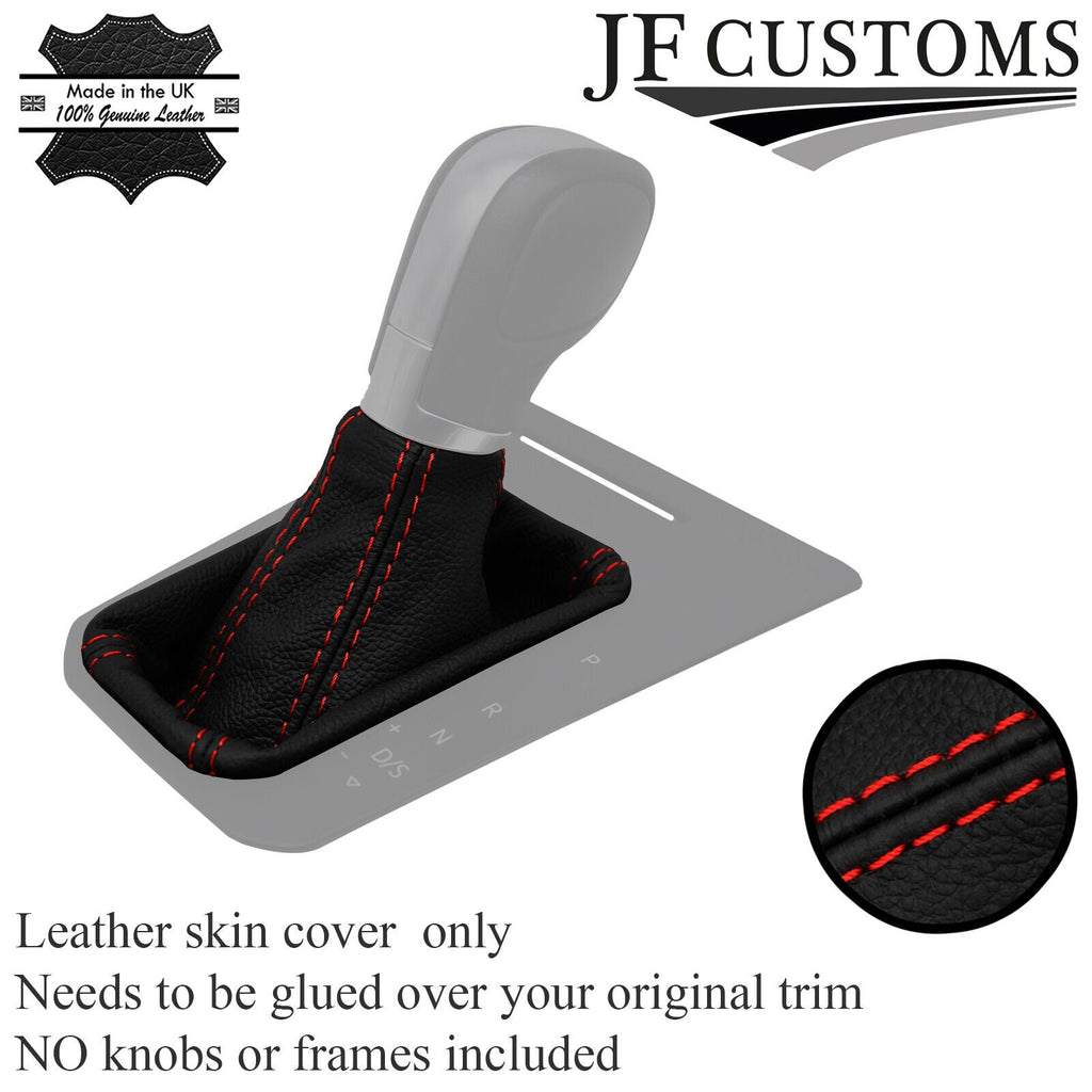 RED STITCH LEATHER DSG AUTO AUTOMATIC GEAR GAITER COVER FOR VW POLO 2017-2021