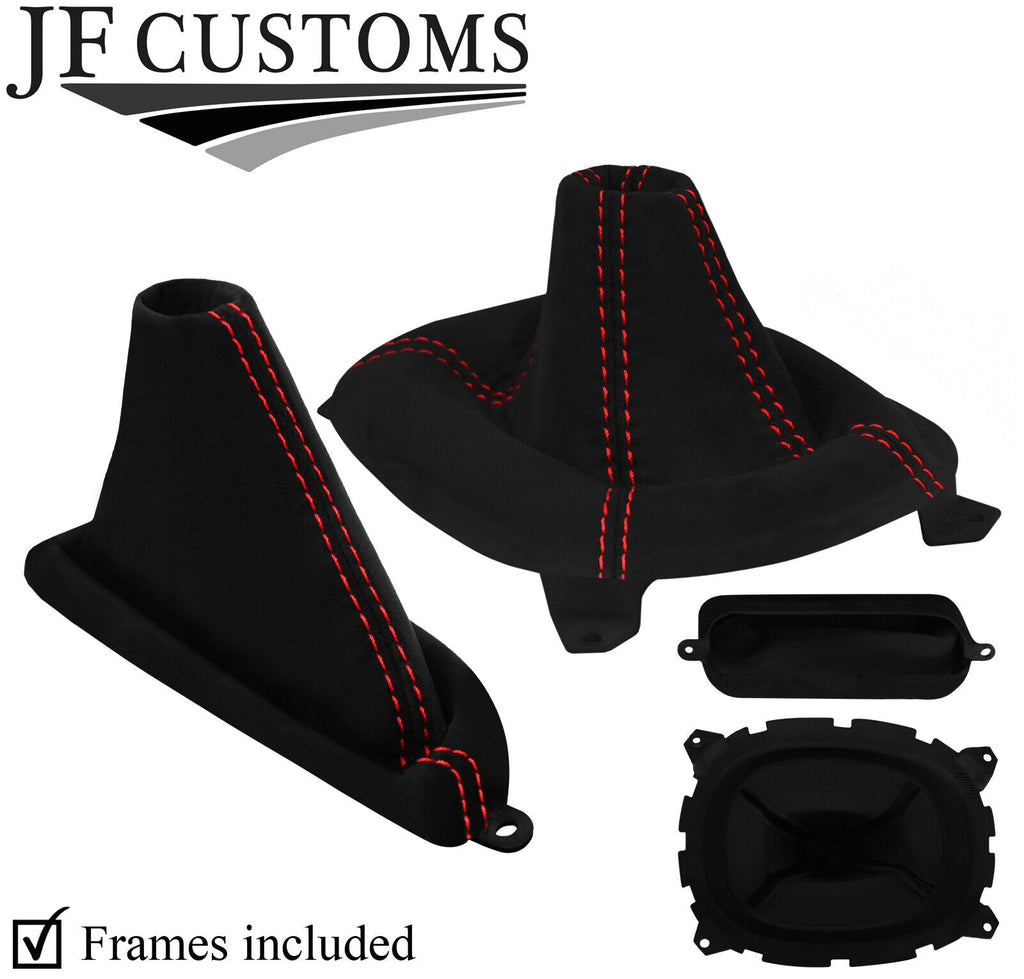 RED STITCH LUXE SUEDE GEAR+HANDBRAKE+PLASTIC FRAME FOR MAZDA RX7 FD3S 92-02