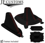 RED STITCH LUXE SUEDE GEAR+HANDBRAKE+PLASTIC FRAME FOR MAZDA RX7 FD3S 92-02