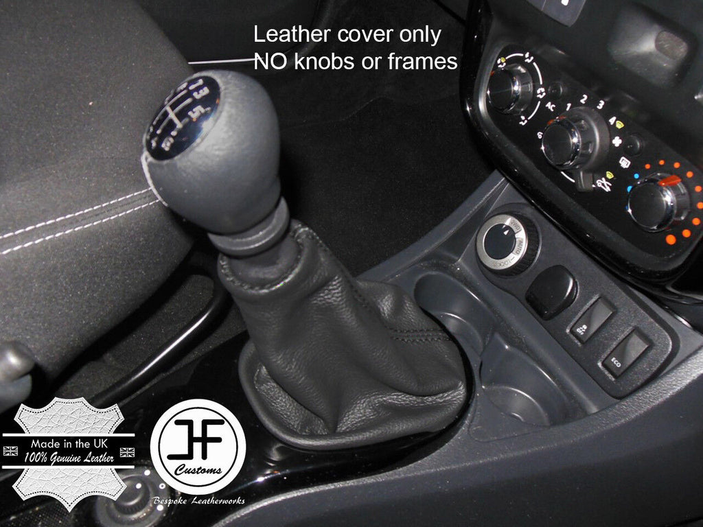 BLACK STITCH TOP GRAIN LEATHER MANUAL GEAR GAITER FITS DACIA DUSTER 2010-2015