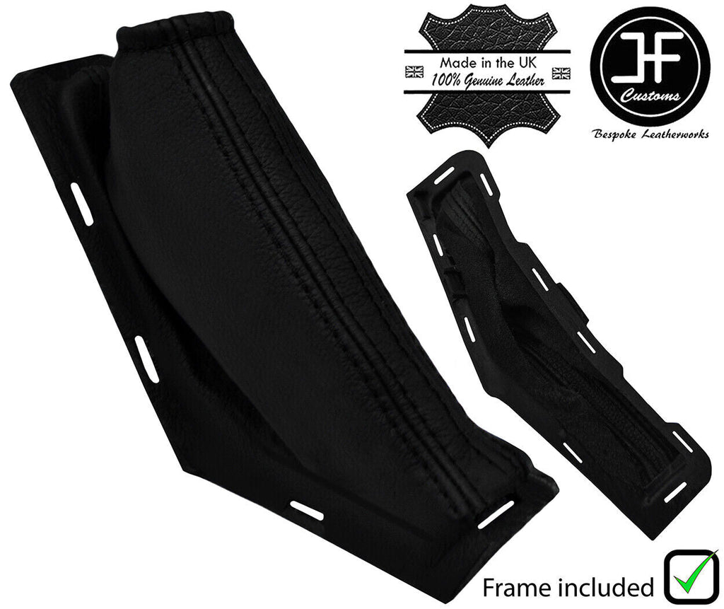 BLACK& BLACK STRIPE LEATHER HANDBRAKE + PLASTIC FRAME FOR FORD FOCUS FL 08-11