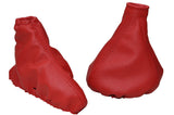 RED LEATHER GEAR HANDBRAKE SET GAITERS FITS ALFA ROMEO GIULIETTA 2010-2014