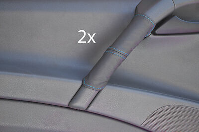 blue stitch FITS MERCEDES VITO VIANO 109 W639 2X DOOR HANDLE GREY LEATHER COVERS