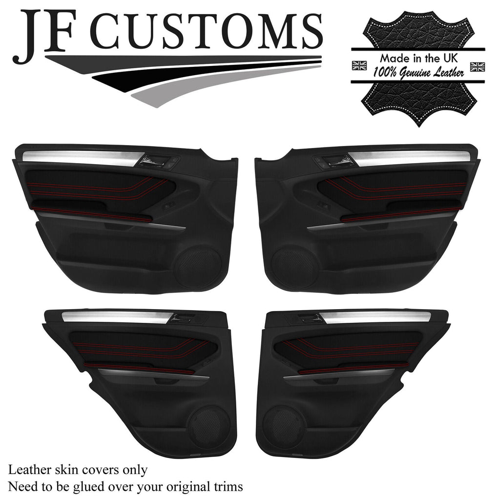 RED STITCH LEATHER 4X DOOR TRIM ARMREST COVERS FOR MERCEDES ML W164 05-11 JF3