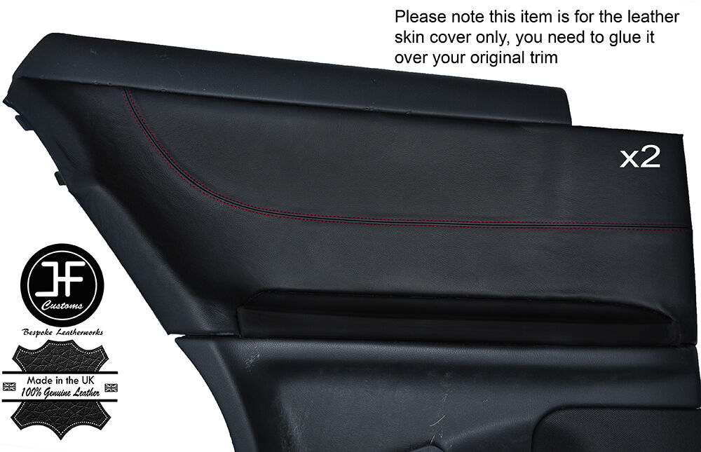 RED STITCH 2X REAR DOOR LEATHER COVERS FITS MERCEDES C CLASS CL W203 COUPE