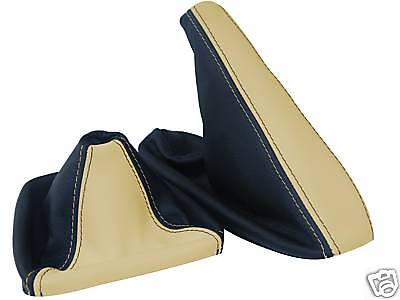 FITS BMW E36 GAITERS SET 2TONE GENUINE LEATHER SAND BLACK CUSTOM NEW MADE IN UK