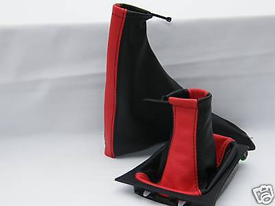 FITS ASTRA G AND COUPE GEAR&HANDBRAKE GAITER RED BLACK SET CUSTOM NEW MADE IN UK