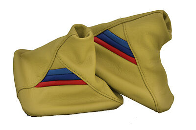 FITS BMW E36 E46 BEIGE SET OF GAITERS LEATHER TRI STRIPES CUSTOM NEW MADE IN UK