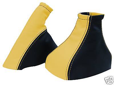 FITS FORD FOCUS MK1 GAITERS SET YELLOW+BLACK LEATHER 98-04 CUSTOM NEW MADE IN UK