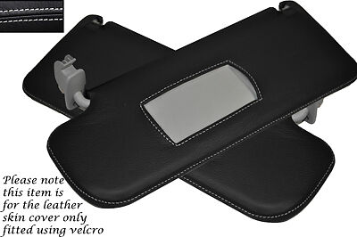 WHITE STITCHING FITS VW GOLF MK4 4 IV JETTA 98-05 2X SUN VISORS LEATHER COVERS