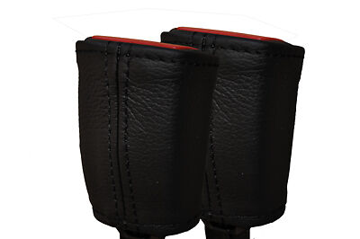 BLACK STITCH FITS NISSAN GT-R R35 09-13 2X FRONT SEAT BELT STALK LEATHER COVERS