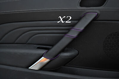 PURPLE STITCHING FITS PEUGEOT RCZ 2010+ 2X DOOR HANDLE LEATHER COVERS ONLY
