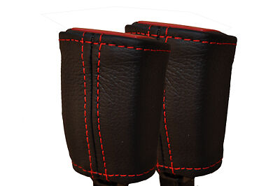 RED STITCH FITS NISSAN GT-R R35 09-13 2X FRONT SEAT BELT STALK LTHR COVERS ONLY