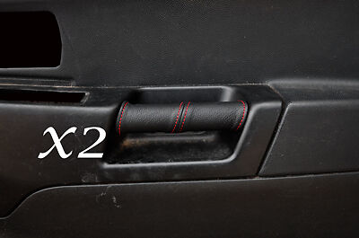 RED STITCH FITS MITSUBISHI SHOGUN PININ 99-07 2XFRONT DOOR HANDLE LEATHER COVERS