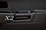 RED STITCH FITS MITSUBISHI SHOGUN PININ 99-07 2XFRONT DOOR HANDLE LEATHER COVERS