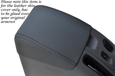 BLACK STITCH FITS MITSUBISHI L200 ANIMAL 2006-2010 GREY LEATHER ARMREST COVER