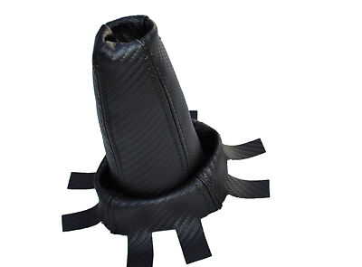 BLACK STITCH FITS HONDA CIVIC TYPE R 2006-2012 CARBON FIBER VINYL GEAR GAITER