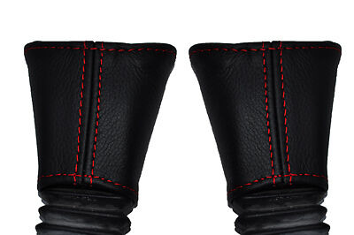 RED STITCH FITS VAUXHALL OPEL CAVALIER 2X FRONT SEAT BELT STALK LEATHER COVERS