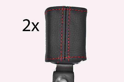 red stitch FITS FORD KA  96-09 2X FRONT SEAT BELT STALK LEATHER COVERS