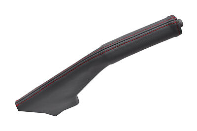 RED STITCHING FITS MITSUBISHI L200 WARRIOR 2006+ GREY LEATHER HANDBRAKE GAITER