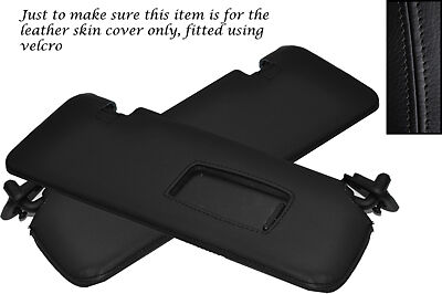 BLACK STITCH FITS BMW E46 CONVERTIBLE CABRIO 98-05 2X SUN VISORS LEATHER COVERS