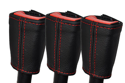 RED STITCH FITS FIAT MULTIPLA 99-05 3X FRONT SEAT BELT STALK LEATHER COVERS