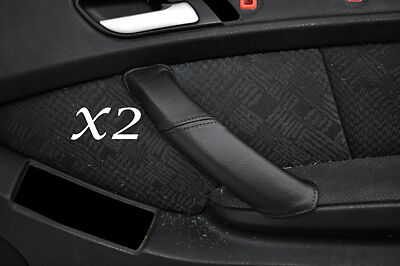 BLACK STITCHING FITS BMW X5 E53 00-07 2X FRONT DOOR HANDLE LEATHER COVERS ONLY