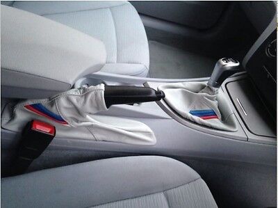 FITS BMW E87 E81 E82 1 Series TRI  stripes LIGHT GREY GEAR+HANDBRAKE GAITER