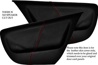 RED STITCHING FITS VW LUPO 98-05 2X REAR DOOR CARD LEATHER SKIN COVERS ONLY