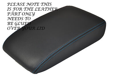 BLUE STITCH FITS VW GOLF MK5 MK6 ANTHRACITE DARK GREY LEATHER ARMREST COVER