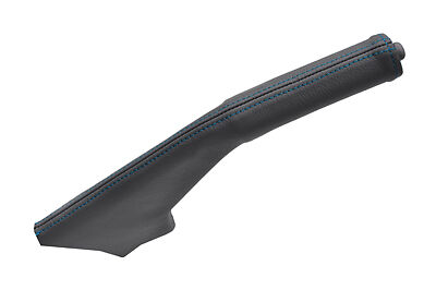 BLUE STITCHING FITS MITSUBISHI L200 WARRIOR 2006+ GREY LEATHER HANDBRAKE GAITER