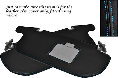 BLUE STITCH FITS MITSUBISHI L200 WARRIOR K74 98-06 2X SUN VISORS LEATHER COVERS