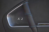 BLUE STITCHING FITS ALFA ROMEO MITO 2X DOOR HANDLE LEATHER COVERS ONLY