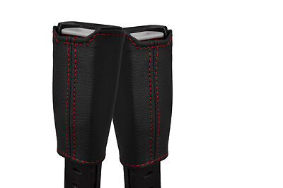 RED STITCH FITS VOLVO 240 74-93 2X FRONT SEAT BELT STALK LEATHER COVERS