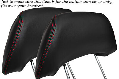 RED STITCH FITS TOYOTA MR2 MK2 1989-2000 2X FRONT HEADREST LEATHER COVERS