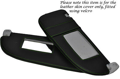 GREEN STITCHING FITS PEUGEOT 206 98-10 2X SUN VISORS LEATHER COVERS ONLY